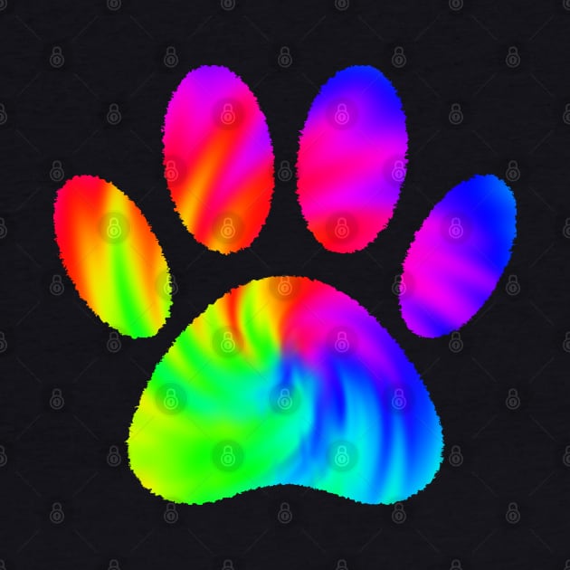 Tie Dye Dog Paw Print Graphic by Braznyc